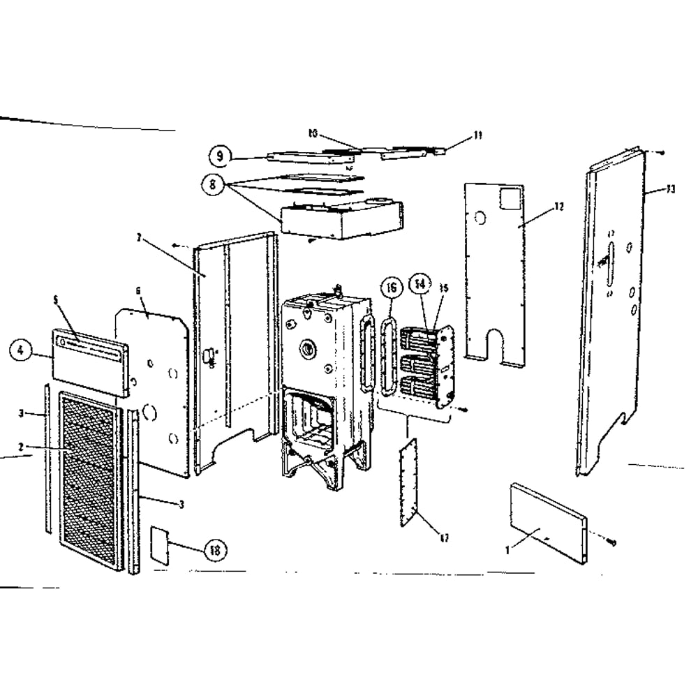 Jacket Diagram and Parts List for 229155  Kenmore Water Heater
