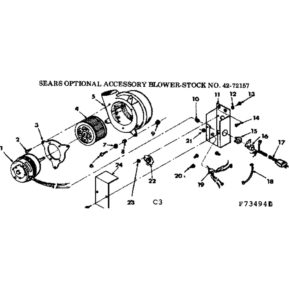 Optional Accessory Blower Diagram and Parts List for 867734941  Kenmore Furnace
