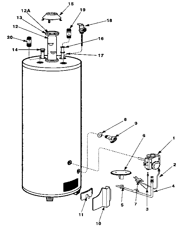 Replacement parts Diagram and Parts List for 220339600  Kenmore Water Heater