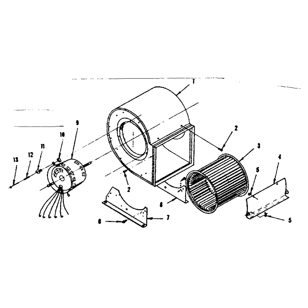 P.S.C. Blower Assembly Diagram and Parts List for 735401  Kenmore Furnace