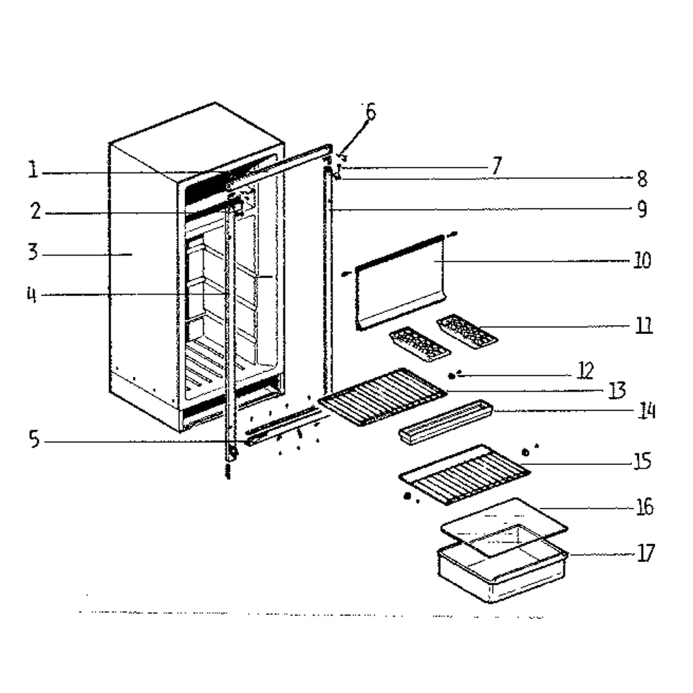 Cabinet Diagram and Parts List for 49163  Kenmore Refrigerator