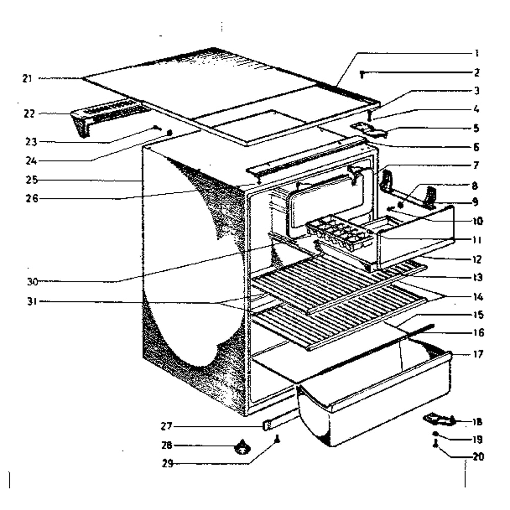 Cabinet Parts Diagram and Parts List for 84573860  Kenmore Refrigerator