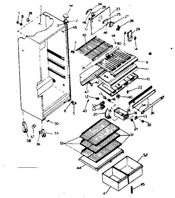 Cabinet parts Diagram and Parts List for 625835972  Kenmore Refrigerator