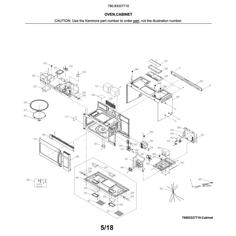 Oven,cabinet Diagram and Parts List for 79083337710  Kenmore Range Hood