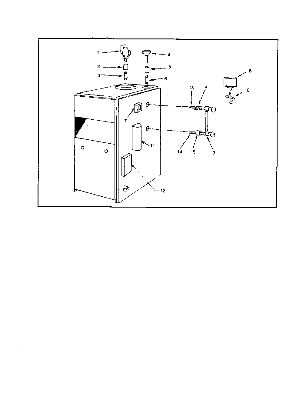 Boiler controls/piping Diagram and Parts List for 229960280  Kenmore Water Heater