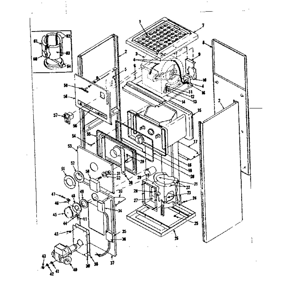 Furnace Assembly Diagram and Parts List for 8676431  Kenmore Heater