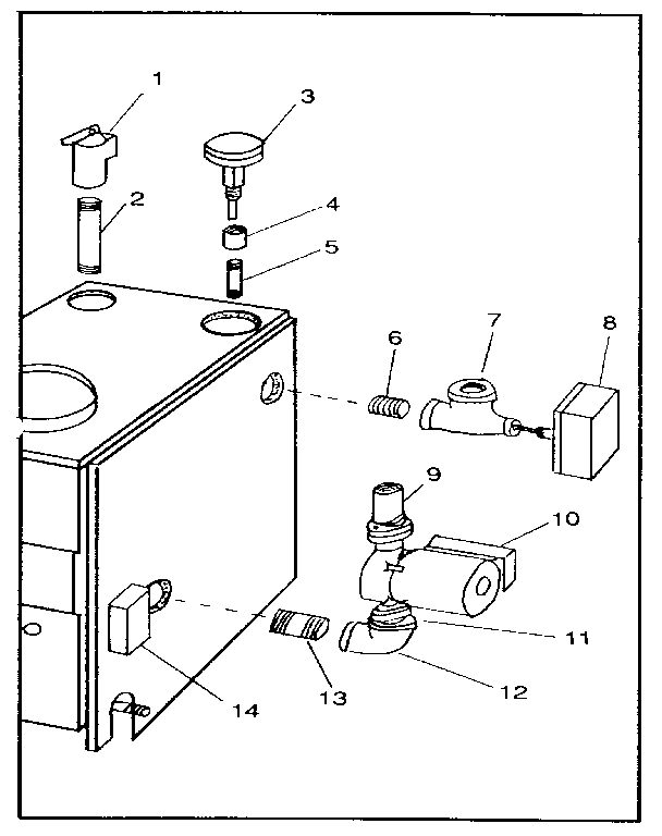 Boiler controls and piping Diagram and Parts List for 22996463  Kenmore Water Heater