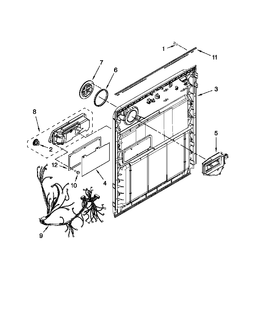Inner door parts Diagram and Parts List for 66213273K112  Kenmore Dishwasher