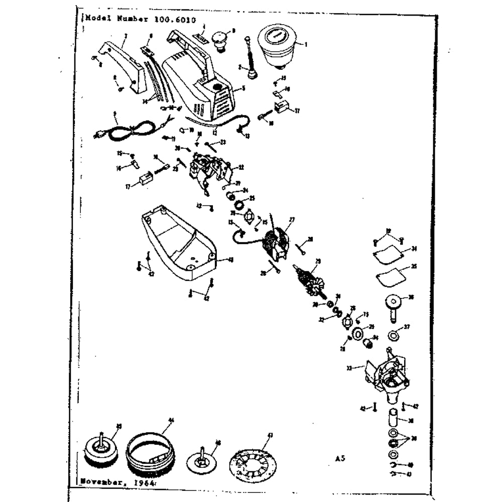 Unit Parts Diagram and Parts List for 1006010  Kenmore Power Scrubber