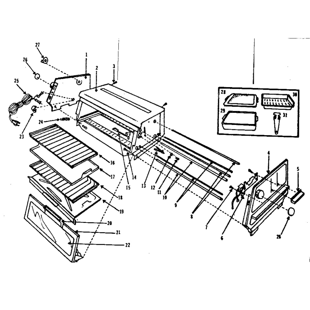 Replacement Parts Diagram and Parts List for 360633003  Kenmore Toaster Oven