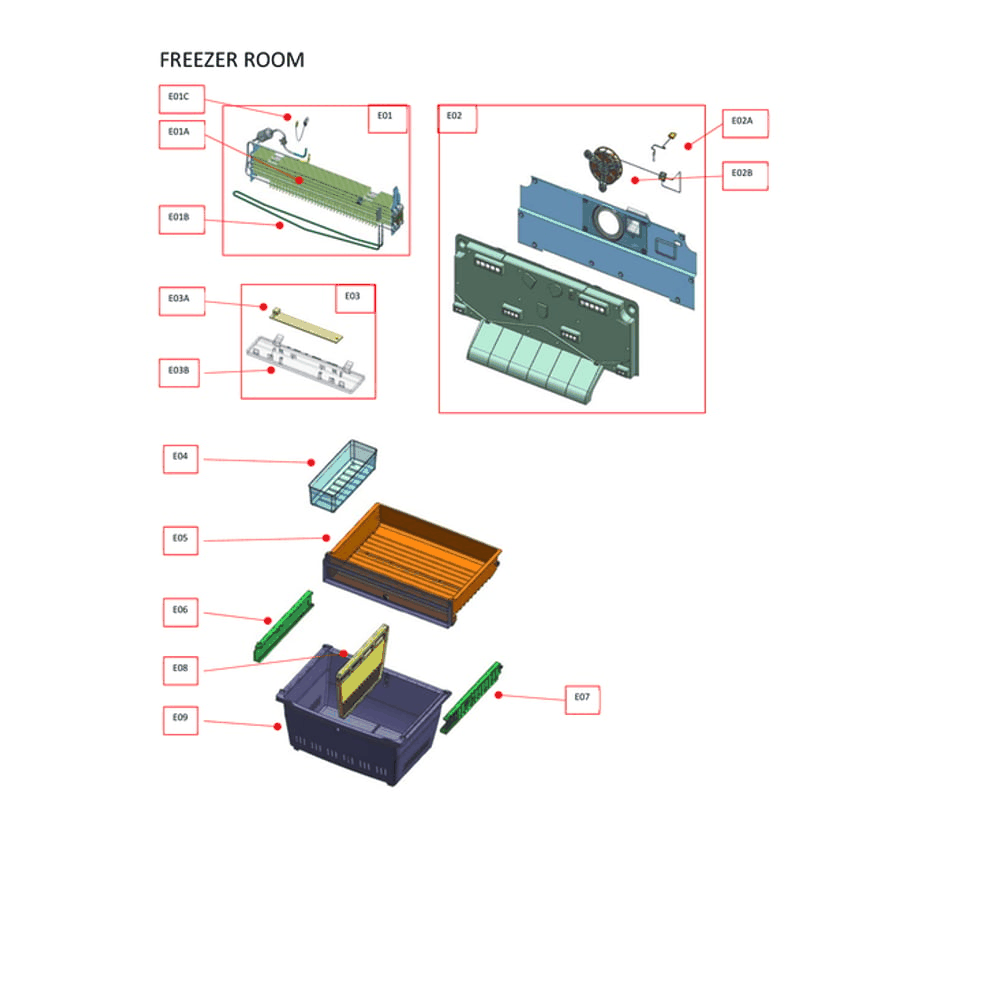 Freezer Room Diagram and Parts List for 11172699120  Kenmore Refrigerator