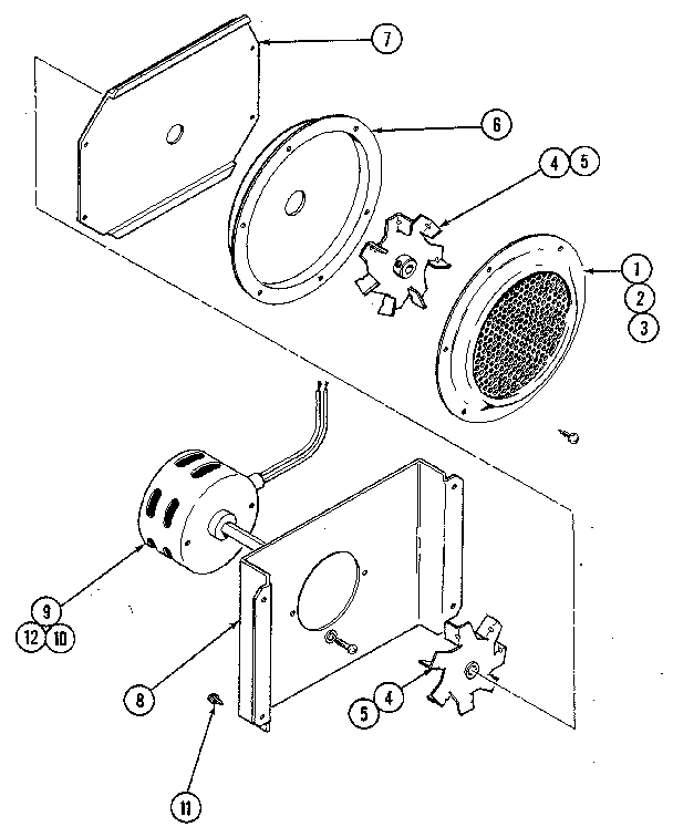 Blower motors - convection Diagram and Parts List for 20214 1988 Kenmore Range