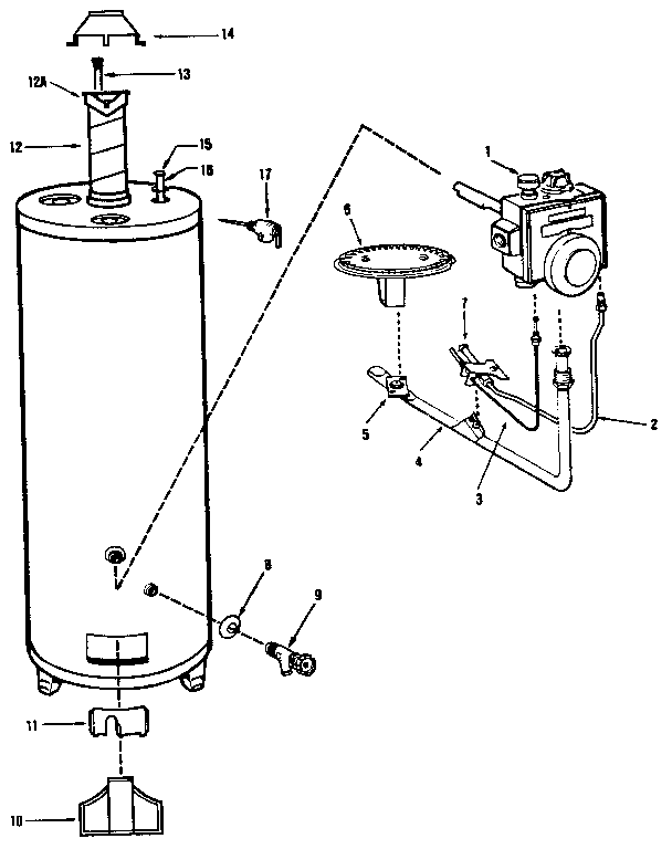 Replacement parts Diagram and Parts List for 220333400  Kenmore Water Heater