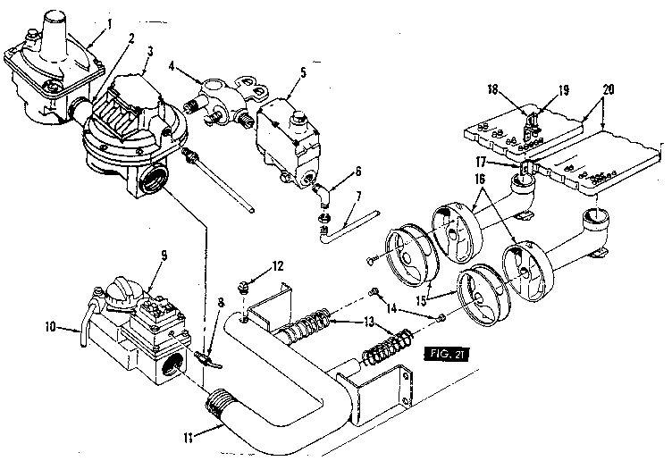Homart gas fired boiler burners, manifold and valves Diagram and Parts List for 22996174  Kenmore Water Heater