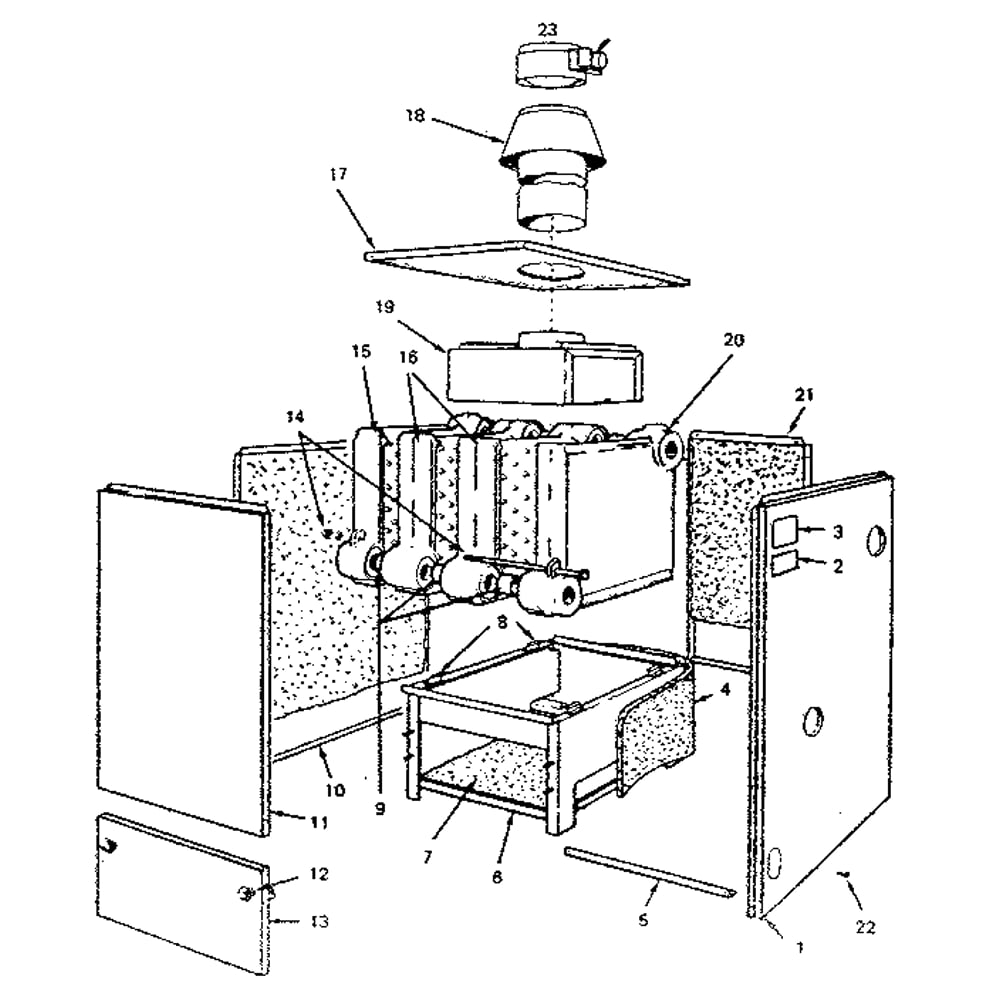 Jacket - Sections & Base Parts Diagram and Parts List for 229965240  Kenmore Water Heater