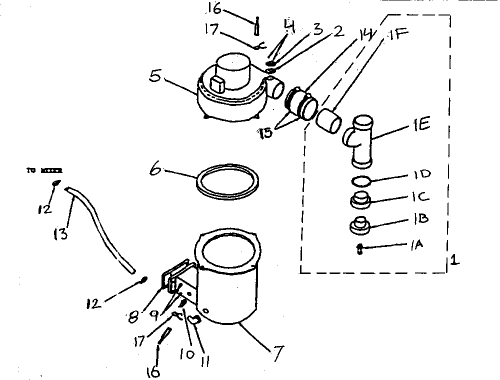 Flue adapter/exhauster assy Diagram and Parts List for K9050  Kenmore Water Heater