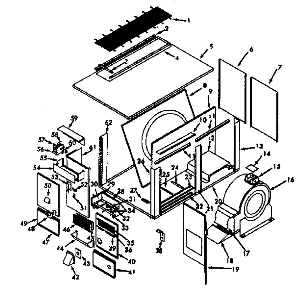 Cabinet Parts 2 Diagram and Parts List for 867815101  Kenmore Air Conditioner