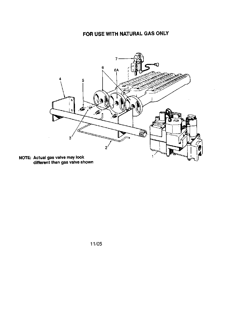 Gas burners/manifold parts Diagram and Parts List for 229960290  Kenmore Water Heater
