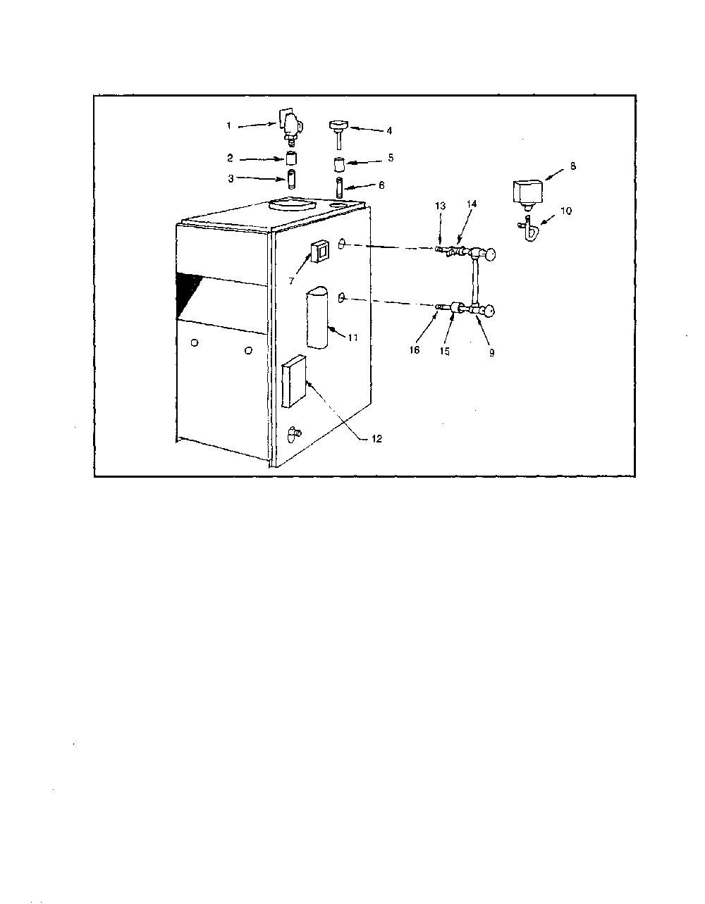 Boiler controls/piping Diagram and Parts List for 229960260  Kenmore Water Heater