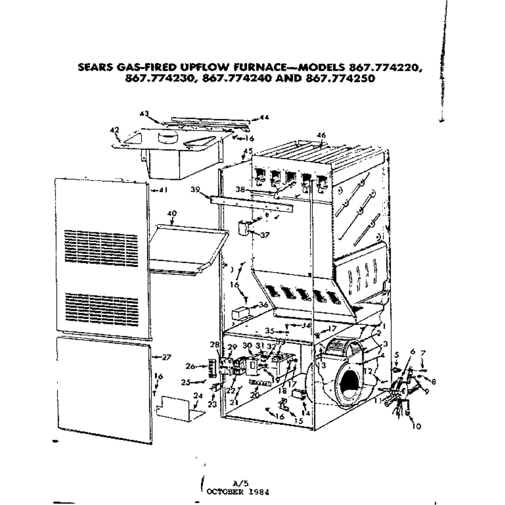 Functional Replacement Parts Diagram and Parts List for 867774250  Kenmore Furnace