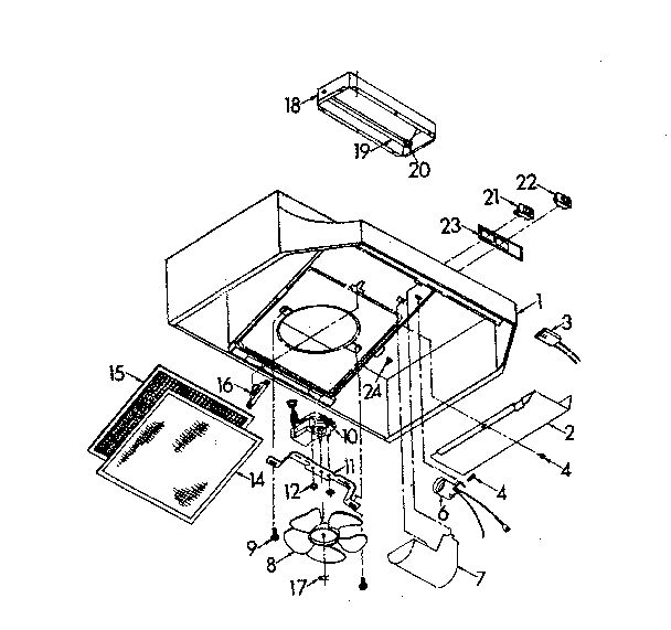 Range Hood Diagram and Parts List for 2335137812  Kenmore Range Hood