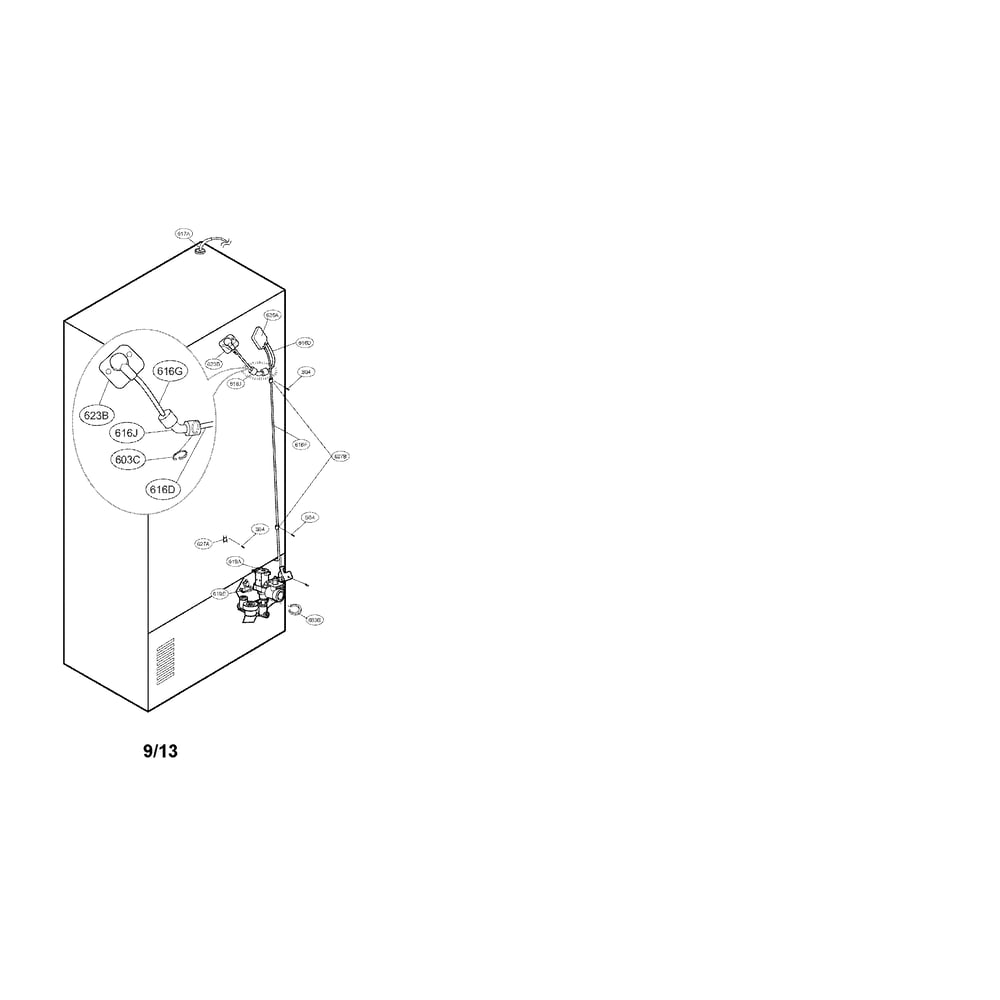Valve And Water Tube Parts Diagram and Parts List for 79572043111  Kenmore Refrigerator