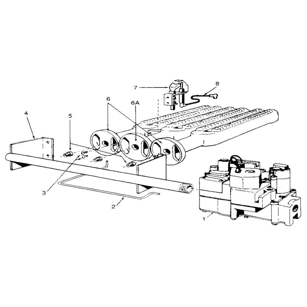 Gas Burners And Manifold Diagram and Parts List for 229960140  Kenmore Water Heater
