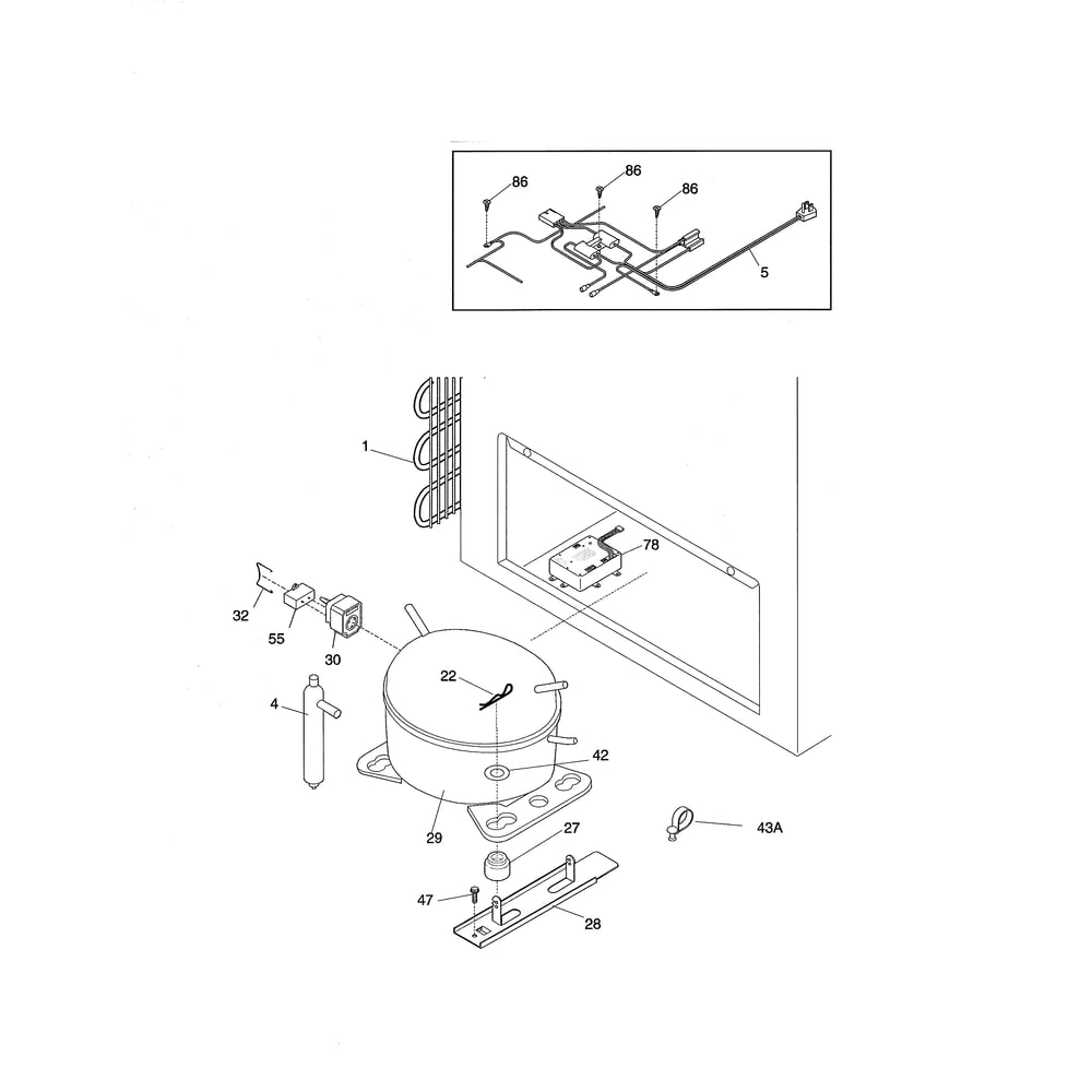 System Diagram and Parts List for 25316082109  Kenmore Freezer