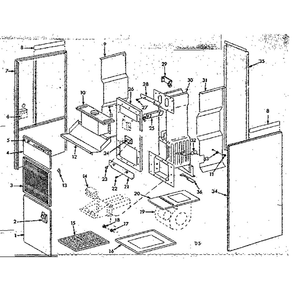 Furnace Assemblies Diagram and Parts List for 8676613  Kenmore Furnace