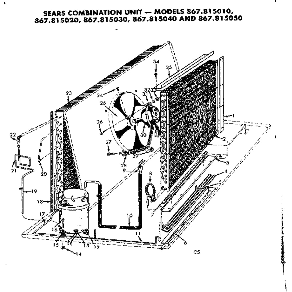 Functional Replacement Parts Diagram and Parts List for 867815010  Kenmore Air Conditioner