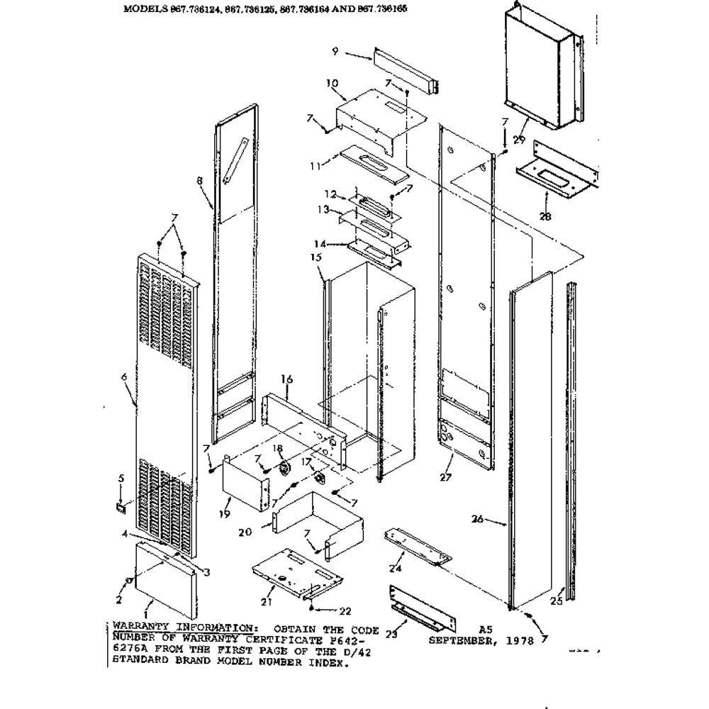 Cabinet Diagram and Parts List for 867736124  Kenmore Furnace