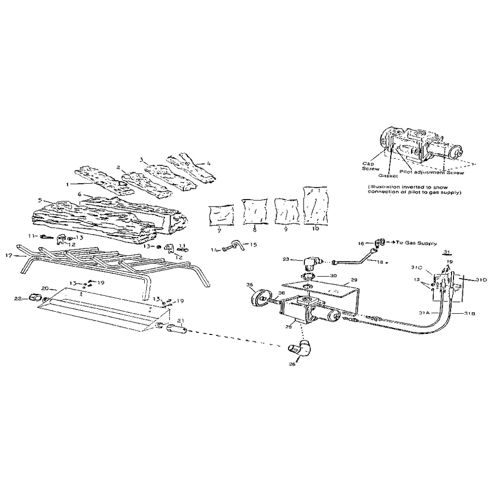 Functional Replacement Parts Diagram and Parts List for 45929  Kenmore Fireplace & Insert