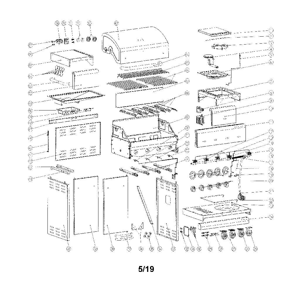 Gas grill Diagram and Parts List for PG-40405S0LA  Kenmore Grill
