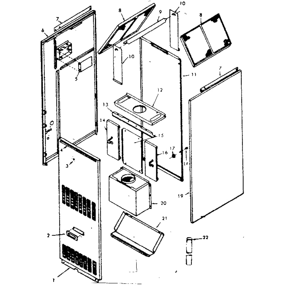 Cabinet Diagram and Parts List for 867763530  Kenmore Furnace