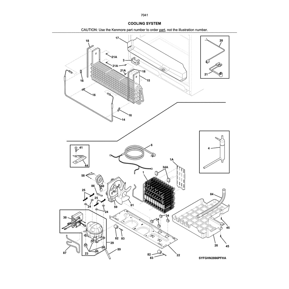 System Diagram and Parts List for 2537041241C  Kenmore Refrigerator