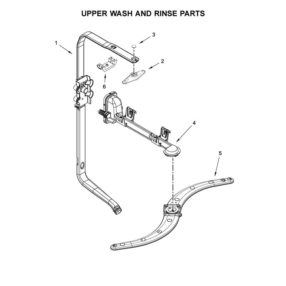 Upper Wash And Rinse Parts Diagram and Parts List for 2214573N612  Kenmore Dishwasher