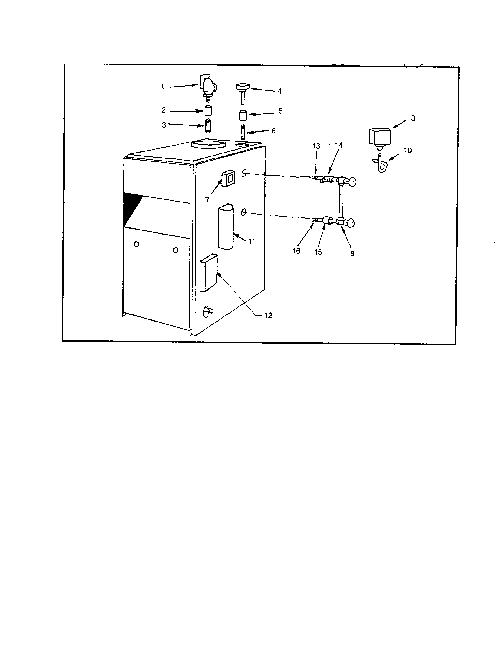 Boiler controls/piping Diagram and Parts List for 229960340  Kenmore Water Heater