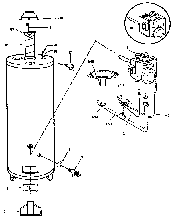 Replacement parts Diagram and Parts List for 3346  Kenmore Water Heater