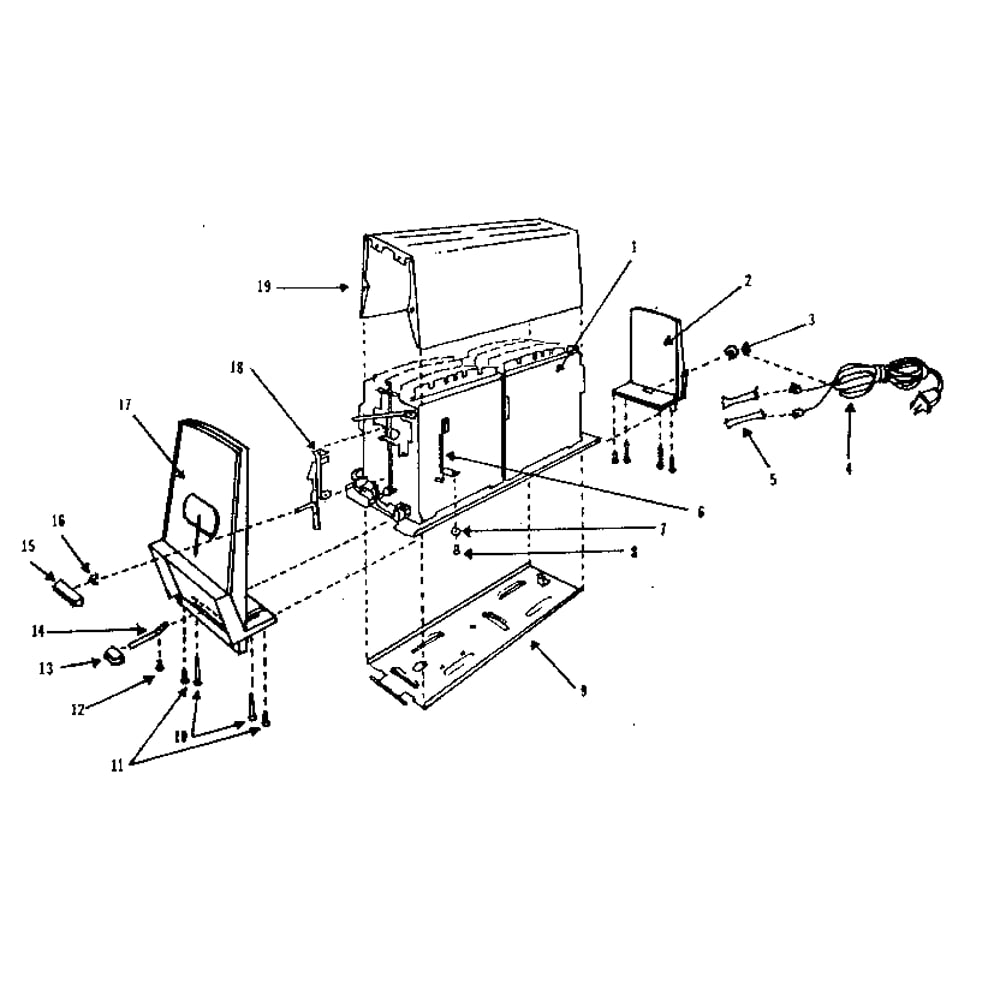 Replacement Parts Diagram and Parts List for 360633701  Kenmore Toaster
