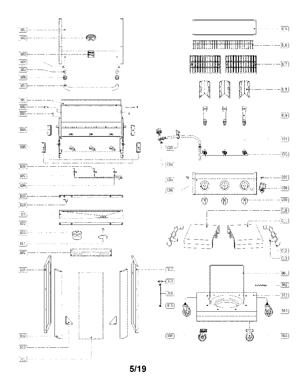 Gas grill Diagram and Parts List for 14658841810  Kenmore Grill