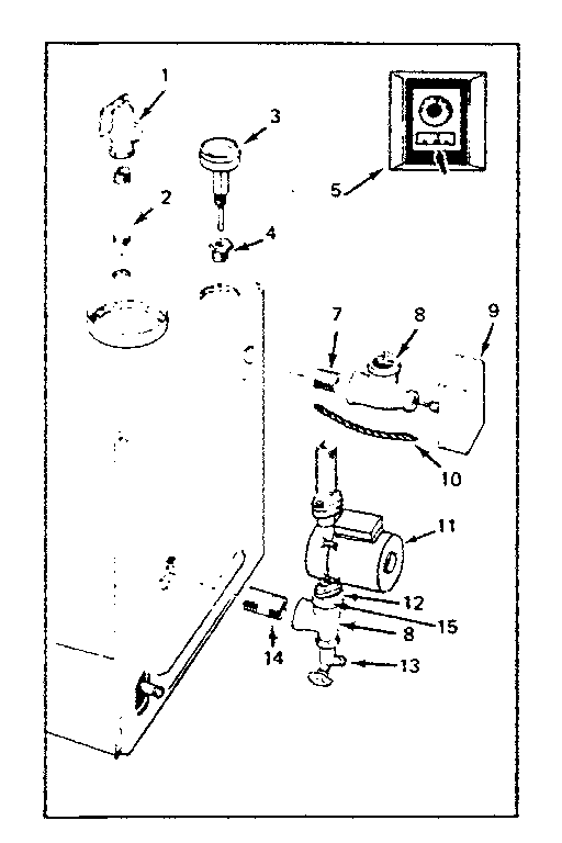 Boiler controls Diagram and Parts List for 229962490  Kenmore Water Heater