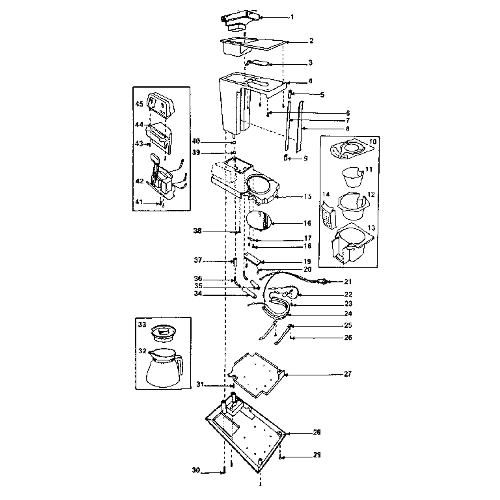 Replacement Parts Diagram and Parts List for 360679522  Kenmore Coffee Maker