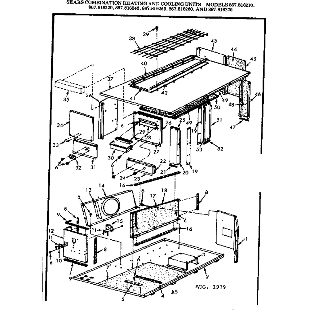 Non-Functional Replacement Parts Diagram and Parts List for 867816210  Kenmore Air Conditioner