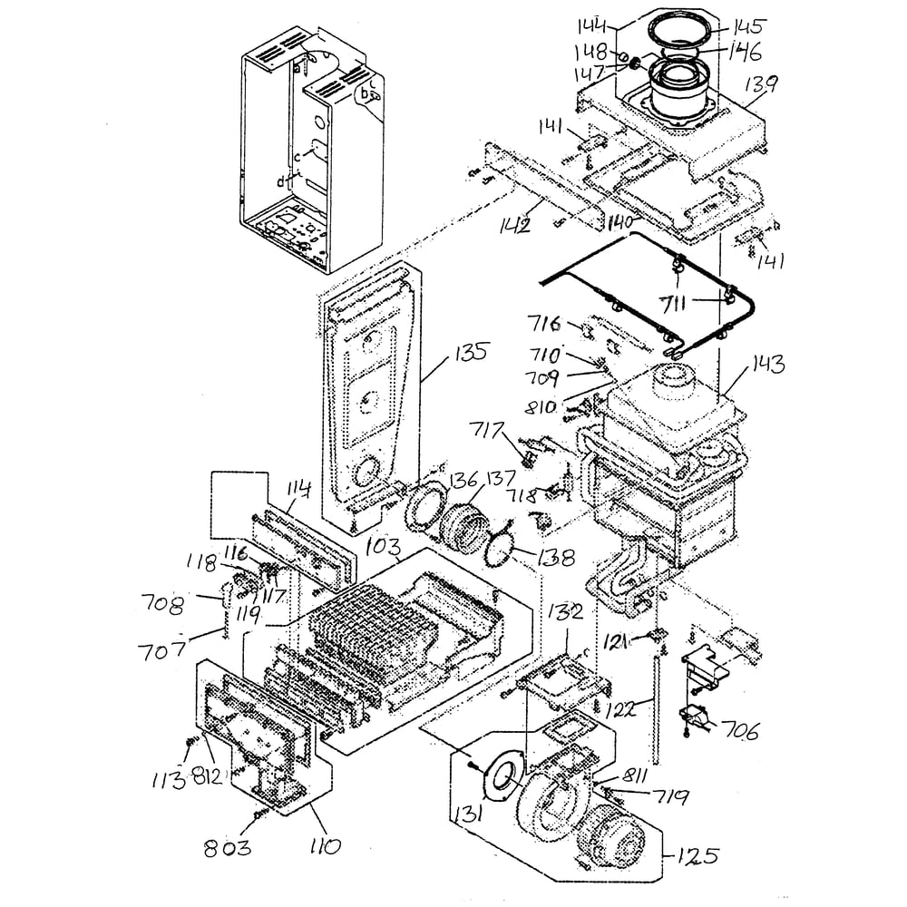 Internals 2 Diagram and Parts List for 154330030  Kenmore Water Heater