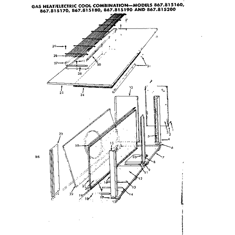 Electric Cool Combination 1 Diagram and Parts List for 867815160  Kenmore Heater