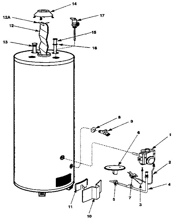 Replacement parts Diagram and Parts List for 220330400  Kenmore Water Heater