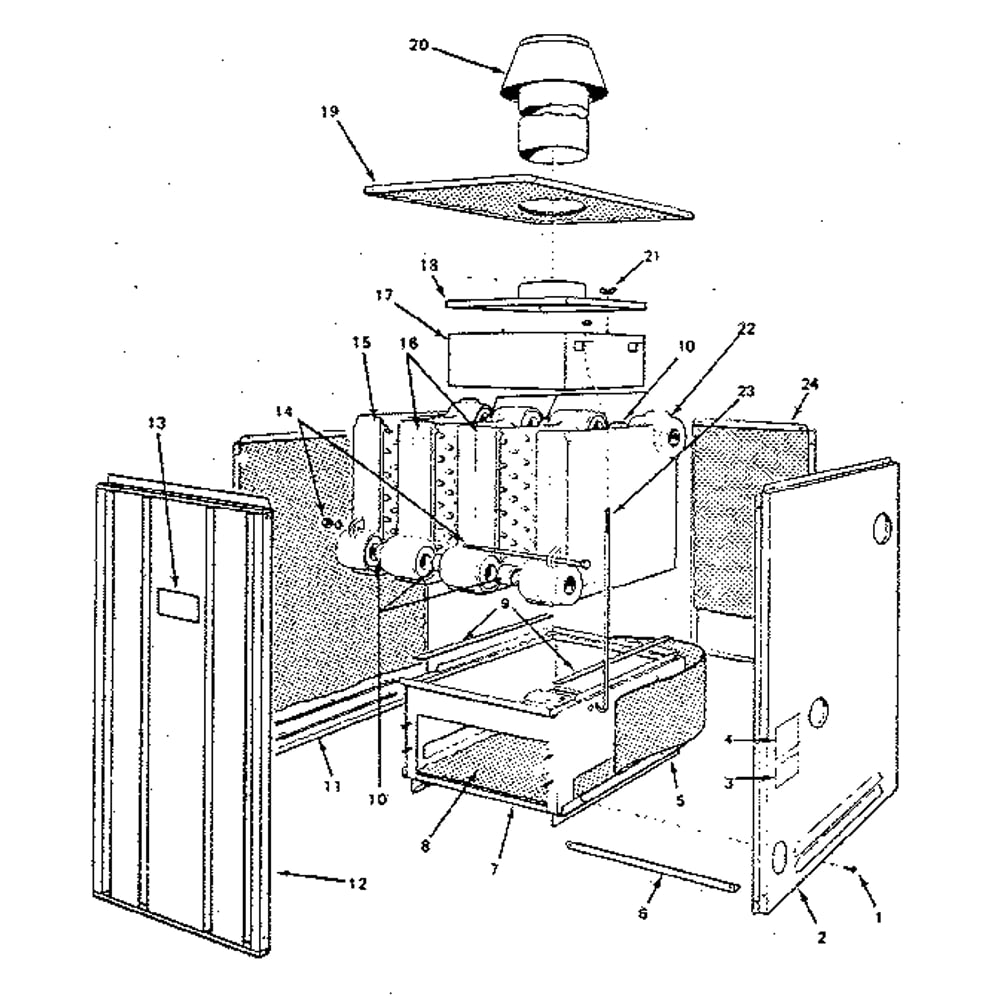 Jacket-Sections & Base Parts Diagram and Parts List for 22996147  Kenmore Water Heater