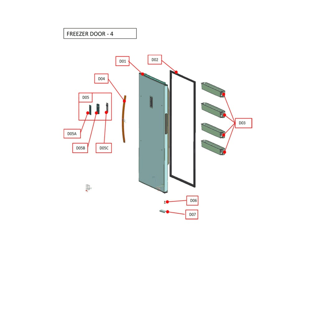 Freezer Door Diagram and Parts List for KLFU021AWD0  Kenmore Freezer