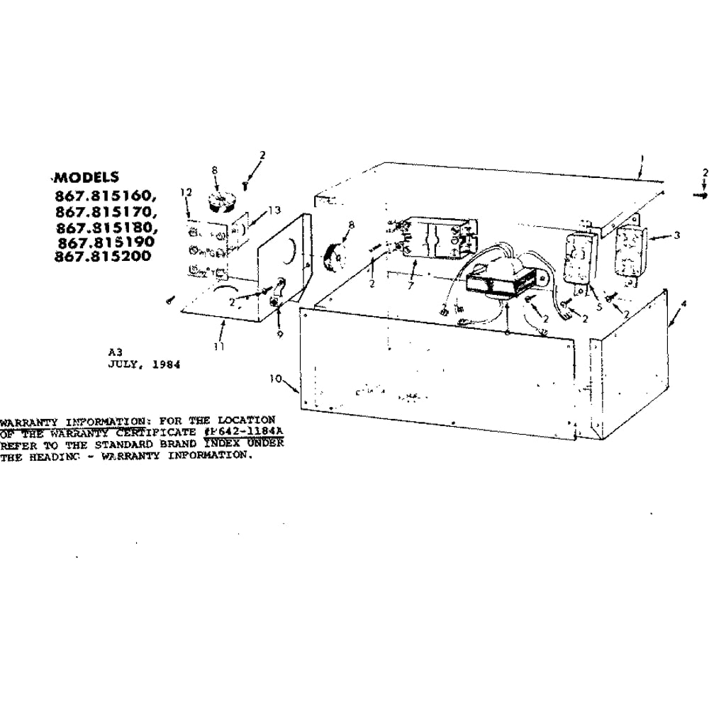 Electric Cool Combination 5 Diagram and Parts List for 867815160  Kenmore Heater