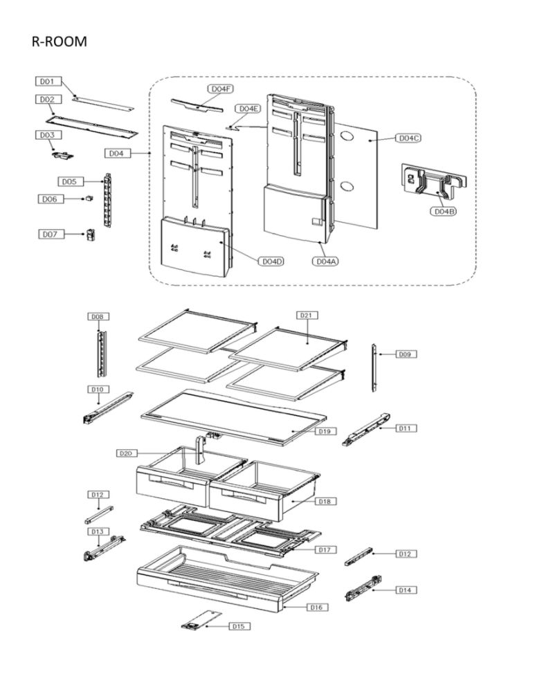 Refrigerator Room Diagram and Parts List for 11173022120  Kenmore Refrigerator